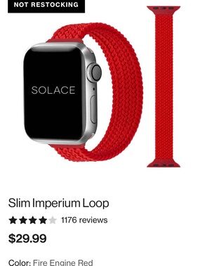 Solace Slim Imperium Loop Smartwatch Band - Fire Engine Red